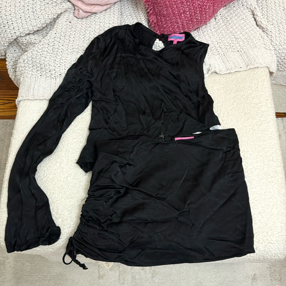 Edikted black silk skirt set